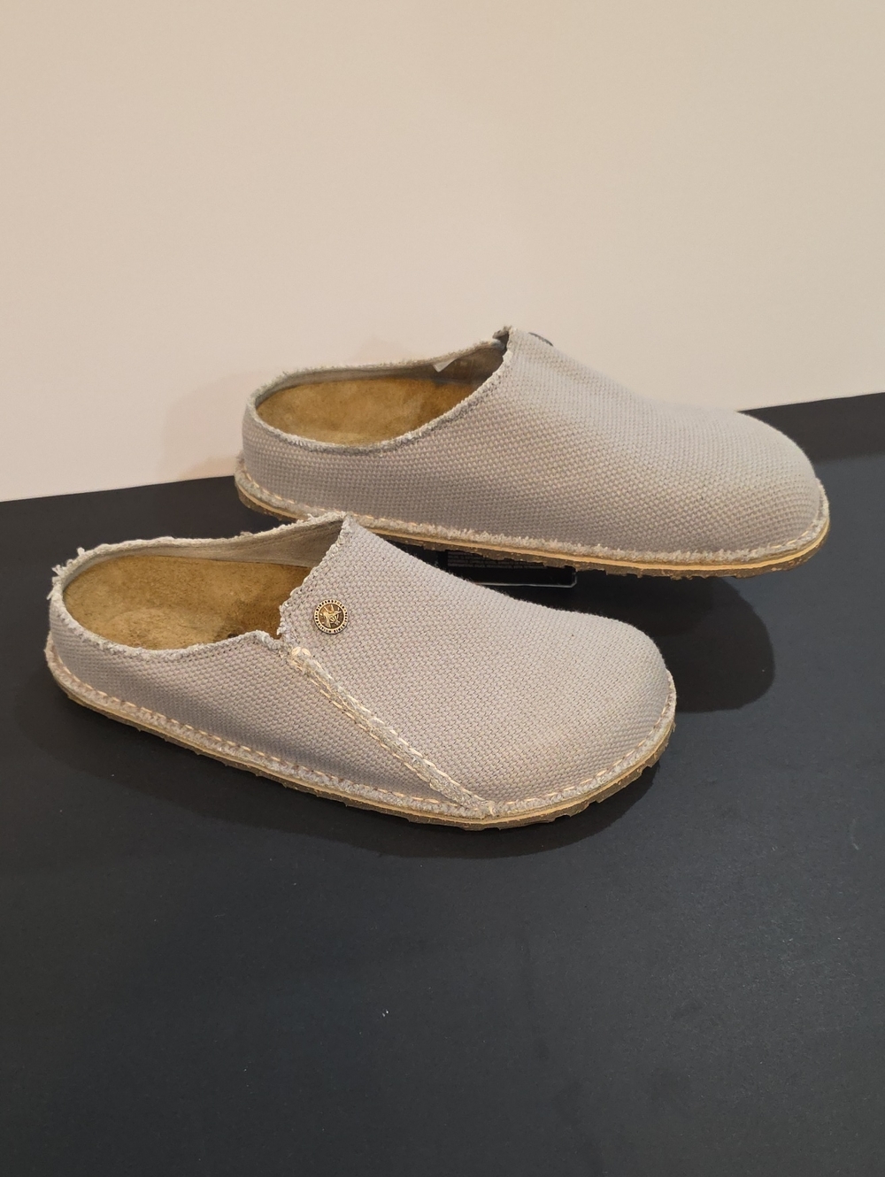 Birkenstock Zermatt Canvas Women's Slip-On Mules in Light Gray Size 9